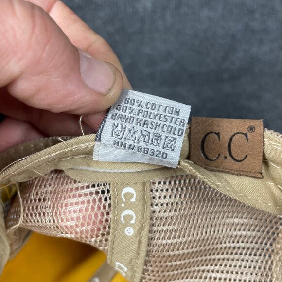 C.C. Exclusives Trucker Hat Women's One Size Fits Most Beige Distressed Stretch - Picture 7 of 9